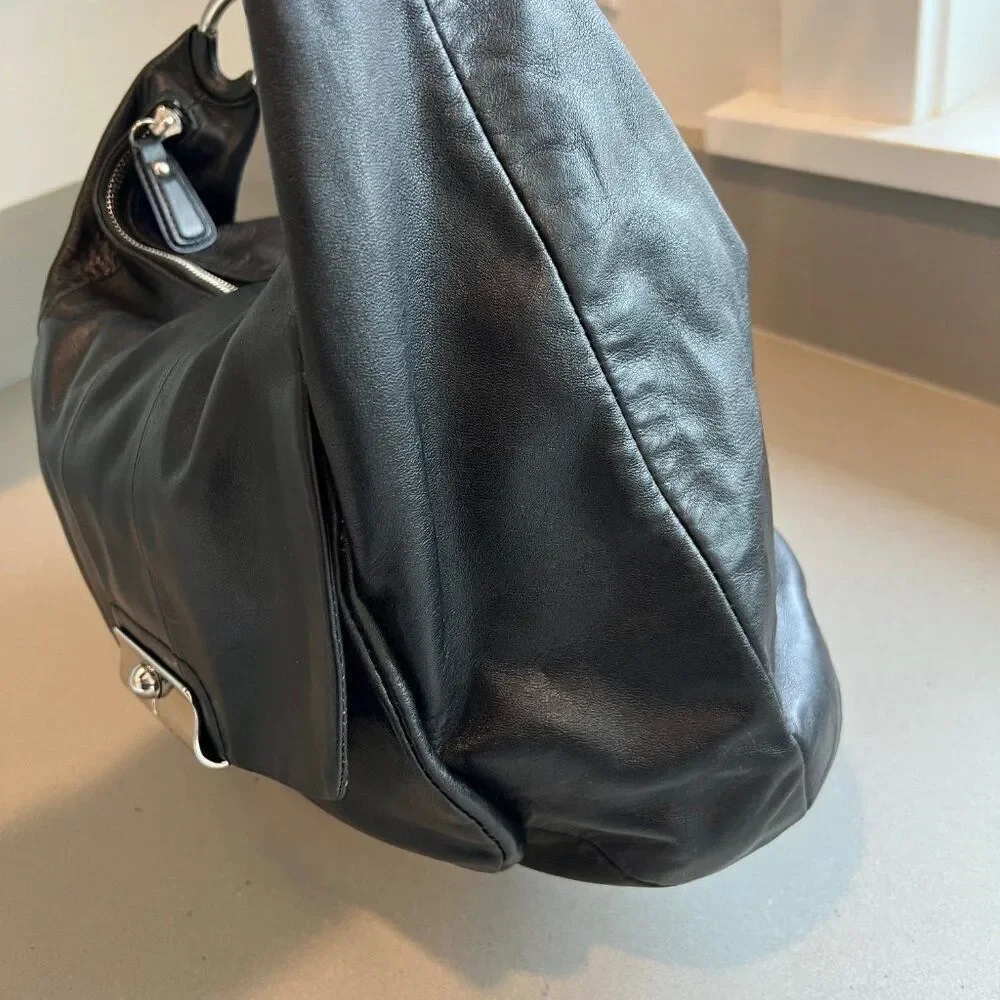 Vintage Coach Kristin L10 26-16787 Black Leather Two Straps Shoulder Bag